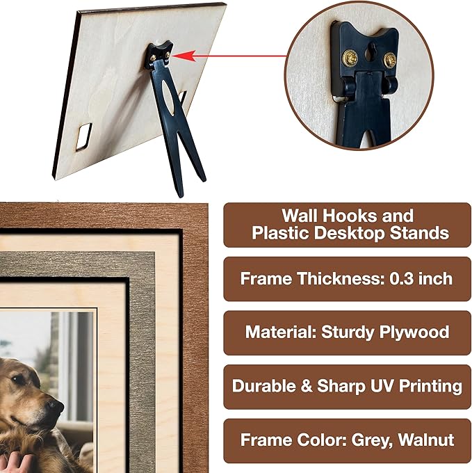 Personalized Dog Picture Pet Loss Sign Frames Cat Passed Away Gift Wood Sign Pet Picture Frame Heaven Sympathy Gifts for Christmas Memorial Plaques for Cat Picture Frames