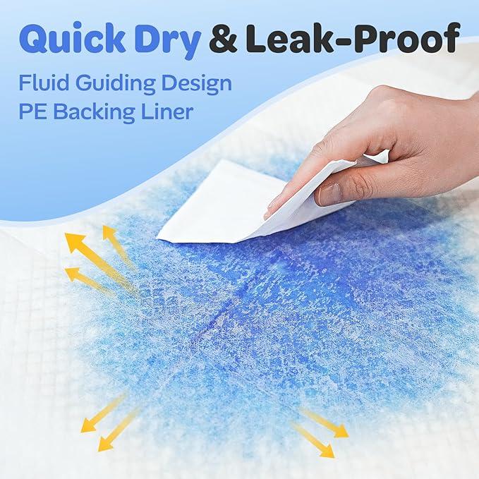 Large Disposable Underpads for Incontinence (28"x34", 50 Count), 6-Layer Absorbent Bed Pads for Adults & Elderly, Leak-Proof Dog Pads with Sticky Tape, Breathable & Quick Dry