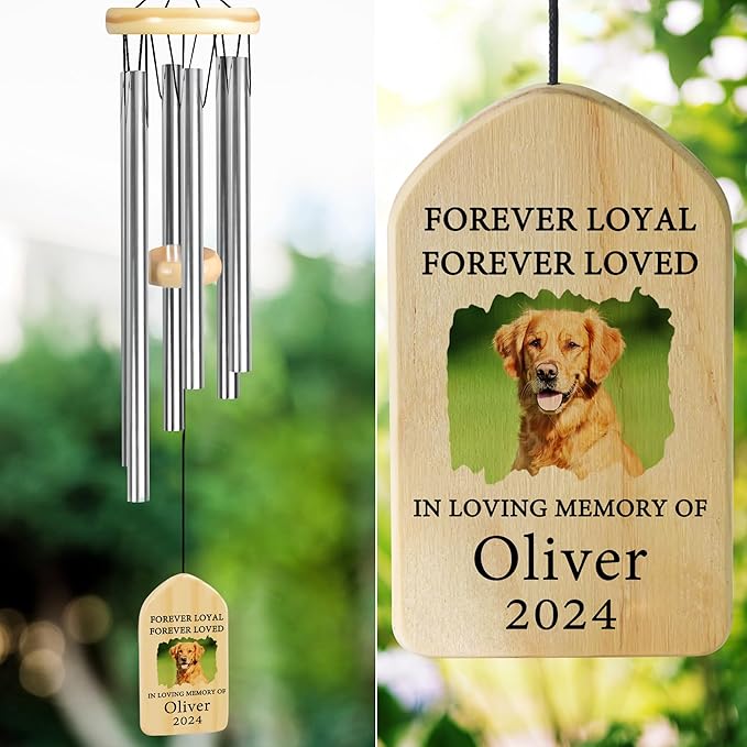 Pet Memorial Wind Chimes, Personalized Pet Memorial Wind Chime, Dog Memorial Gifts, Pet Loss Sympathy Gift, Medium Size