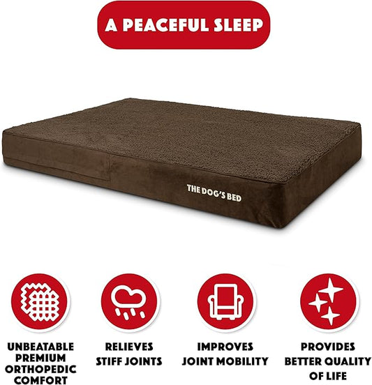 The Dog’s Bed Orthopedic Memory Foam Dog Bed, XXL Brown Plush, Pain Relief for Arthritis, Hip & Elbow Dysplasia, Post Surgery, Lameness, Supportive, Calming, Waterproof Washable Cover