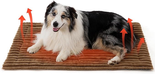 Bedsure Self Warming Dog Bed, Large Self Heating Dog Crate Pad, Thermal Extra Warm Puppy Mat Indoor, Non-Slip & Washable, Not Electric, 41" x 29", Brown