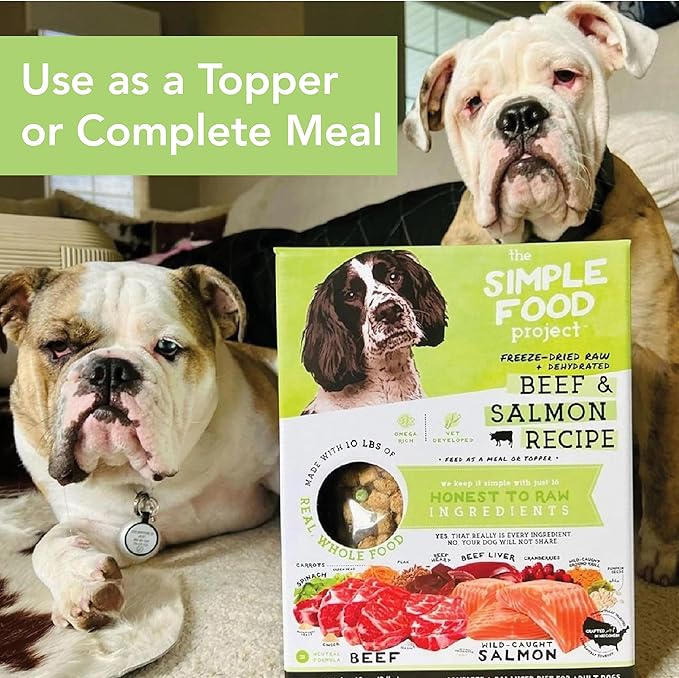 Simple Food Project - Beef & Salmon Recipe - Freeze Dried Raw Food for Dogs - 96oz