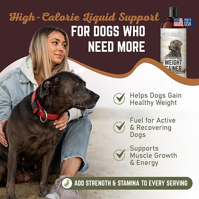 Dog Weight Gainer Liquid – High Calorie Dog Food Supplement for Rapid Weight Gain, Mass, and Recovery – Appetite Stimulant – 60 Servings