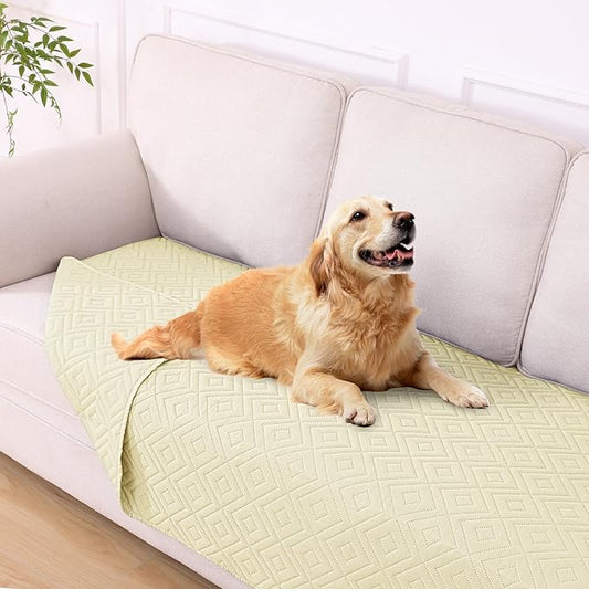 hyha Waterproof Dog Blanket, Soft Dog Bed Cover Pet Blankets, Waterproof Sofa Couch Cover for Dogs Washable, Reversible Pet Couch Covers for Sofa Furniture (40x80 Inch, Beige/Beige)