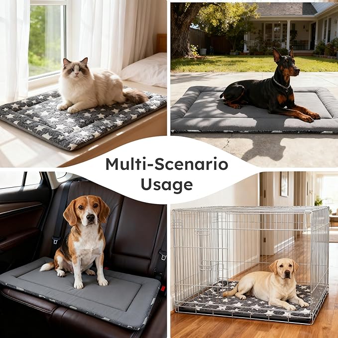 Dog Bed Mat, Dual-Sided Dog Crate Bed Mat - Ultra Soft & Machine Washable Kennel Pad for Small Dogs, All-Season Comfort Pet Bed for Crates, Travel, and Home, Gray 24 x 16 Inch