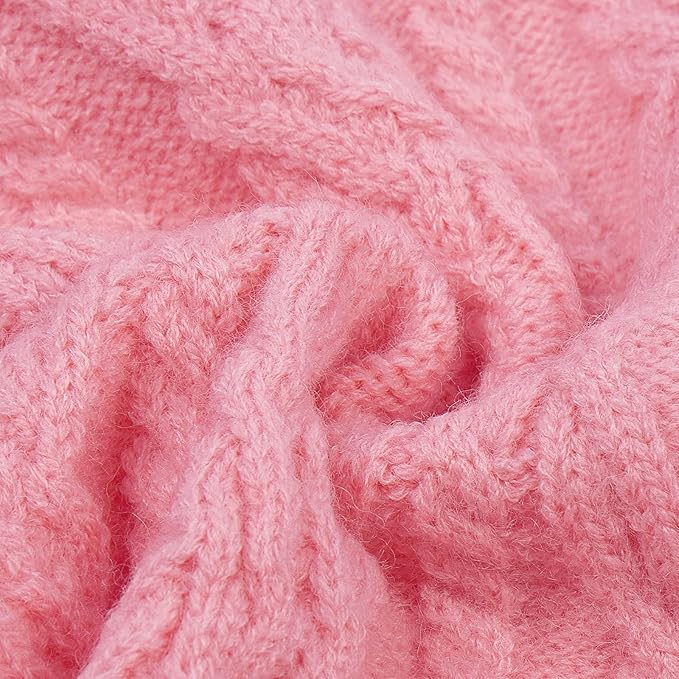 FUAMEY Dog Sweaters for Small Dogs,Cold Weather Dog Knitwear,Thick Warm Dogs Turtleneck,Pet Pullover Cable Sweater,Pets Winter Clothes for Yorkshire,Poodle Pink S