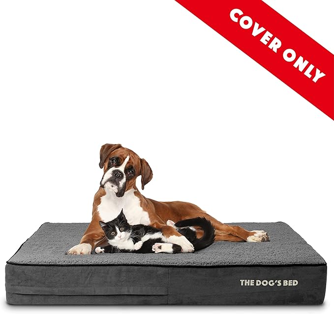 The Dog's Bed Replacement Outer Cover ONLY (Outer Cover ONLY - NO Bed, NO Waterproof Inner) for The Dog's Bed, Washable Plush Fabric, Extra Large 6 Inches (Grey Plush)