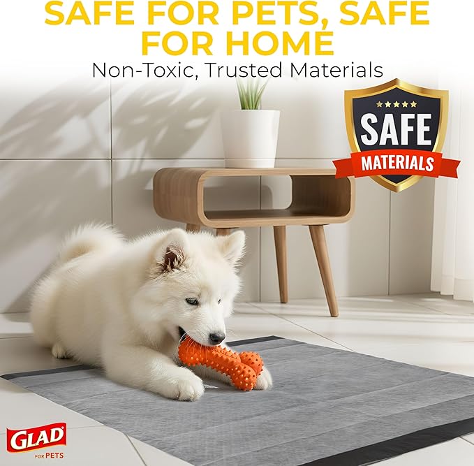 Glad for Pets Black Charcoal Puppy Pads, 23"x23" Disposable Training Pads That Absorb & Neutralize Urine with Activated Carbon - 100 Count