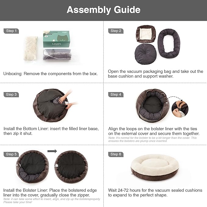 Love's cabin Round Donut Cat and Dog Cushion Bed, 25in Pet Bed for Small or Medium Dogs, Anti-Slip & Water-Resistant Bottom, Soft Durable Fabric Pet Beds, Washable Calming Cat & Dog Bed Brown