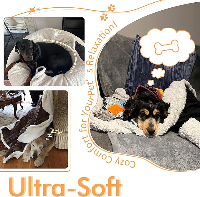 Kritter Planet Dog Blankets for Large Dogs Grey, Soft Fluffy Fleece Pet Blankets for Couch, Sofa, Dog Beds, Car Seats, Creat, Washable, 50x60 inches