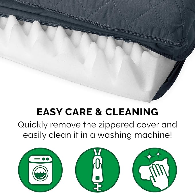 FurHaven Classic Sofa Orthopedic Dog Bed for Large Dogs, with Orthopedic Egg Crate Memory Foam for Joint Support, Removable Washable Cover, Large/Medium, Quilted Sofa, Iron Gray