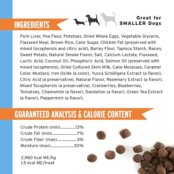 Pet Botanics 10 oz. Pouch Training Rewards Mini Soft & Chewy, Bacon Flavor, with 500 Treats Per Bag, The Choice of Top Trainers