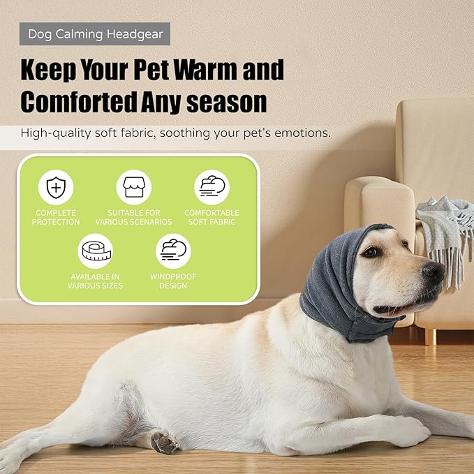 Dog Reducing Noise Hoodies - Ear Covers for Bath, Thunderstorms & Anxiety Relief - Warm, Windproof Ear Cover Hat