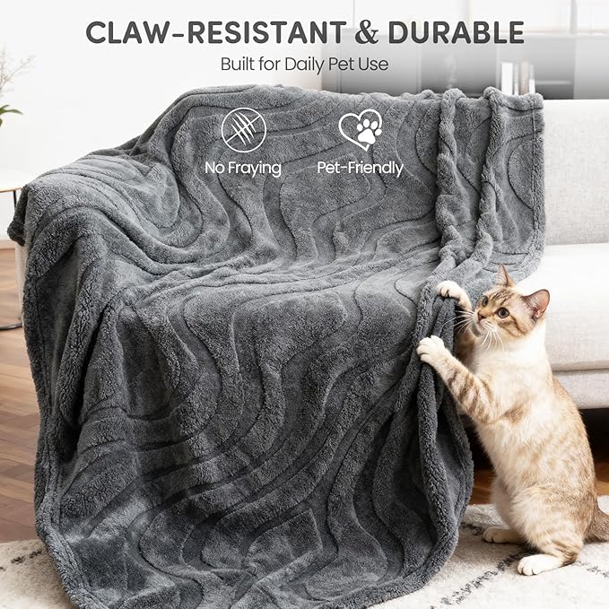 Waterproof Dog Blanket for Couch Bed– Double-Sided Washable Cat Puppy Blanket, Pet Throw Soft, Warm, Durable, Protective Furniture Cover, Grey XL(80×60)"