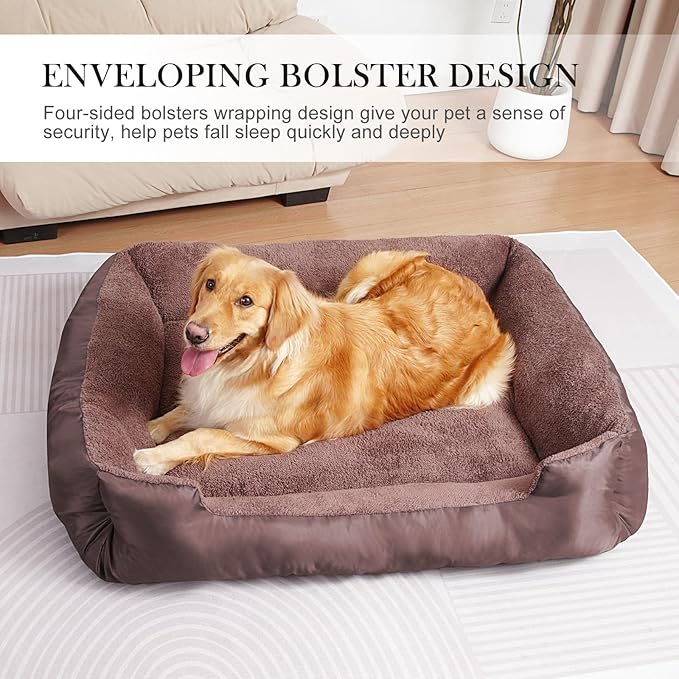 Dog Beds for Large Dogs, Soft Comfortable Pet Bed Washable, Rectangle Large Dog Bed with Anti-Slip Bottom