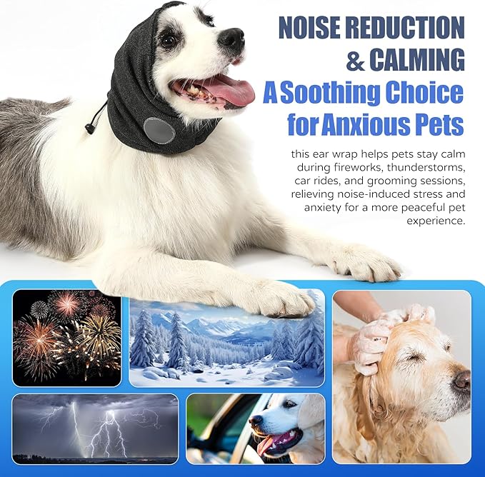 Dog Calming Hoodie, Reducing Noise Wrap Ear Muffs Noise Protection Dog Head Warp