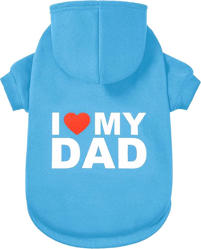 GreenJoy Dog Sweater Dog Hoodie Cold Weather Coat Hooded Sweatshirt for Puppies,Cats, Small Medium Large Dogs (Blue(I Love My Dad), Large/X-Large)
