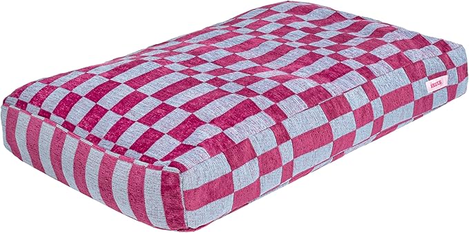 DBD3001C-M Mabel 35" x 23" Designer Modern Ultra Soft Reversible Plush Rectangular Pet Bed with Washable Cover, Blueberry Check