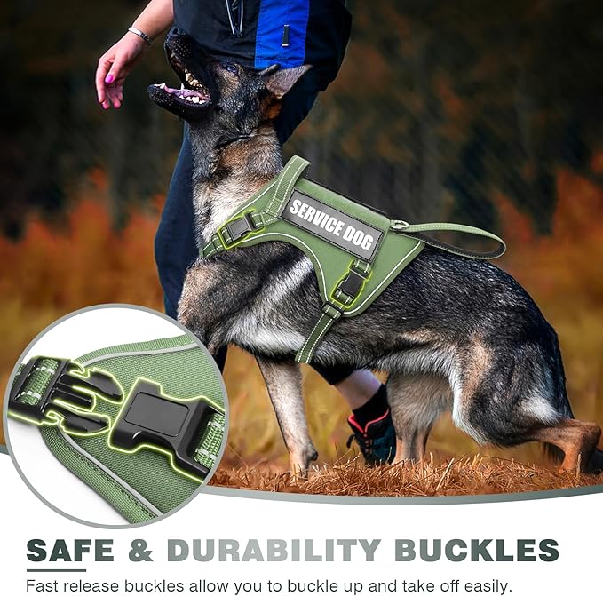 WINSEE Tactical Dog Harness, No Pull Dog Harness for Medium Large Dogs with Handle & Molle, Military Service Dog Vest Harness in Training Pet Harness for Small Dogs