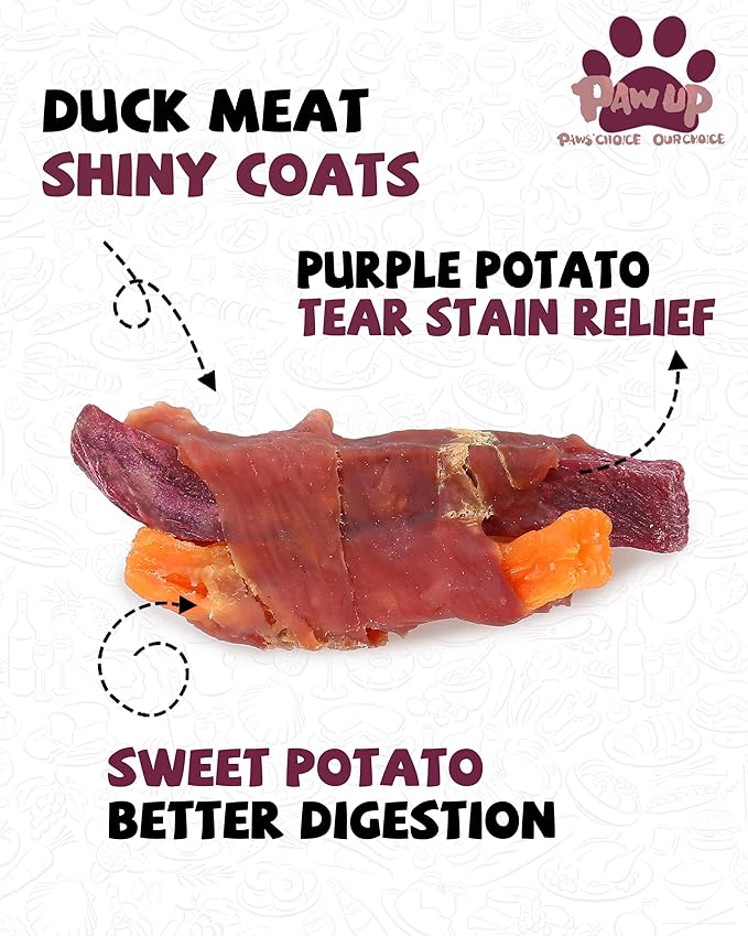 PAWUP Duck & Sweet Potato Dog Treats, High Fiber Pet Treats for Medium Dogs, Healthy Chews Snacks, High in Protein, 12.5 oz