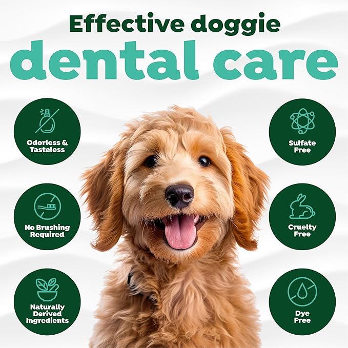 TropiClean Fresh Breath Water Additive for Dogs with Collagen, Skin Health Support for Dogs, Breath Freshener and Teeth Cleaning Solution, 33.8oz.