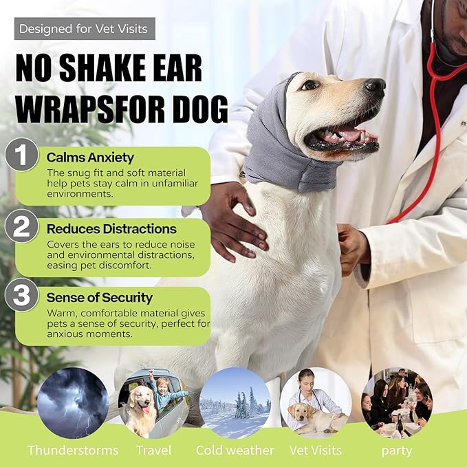 Dog Reducing Noise Hoodies - Ear Covers for Bath, Thunderstorms & Anxiety Relief - Warm, Windproof Ear Cover Hat