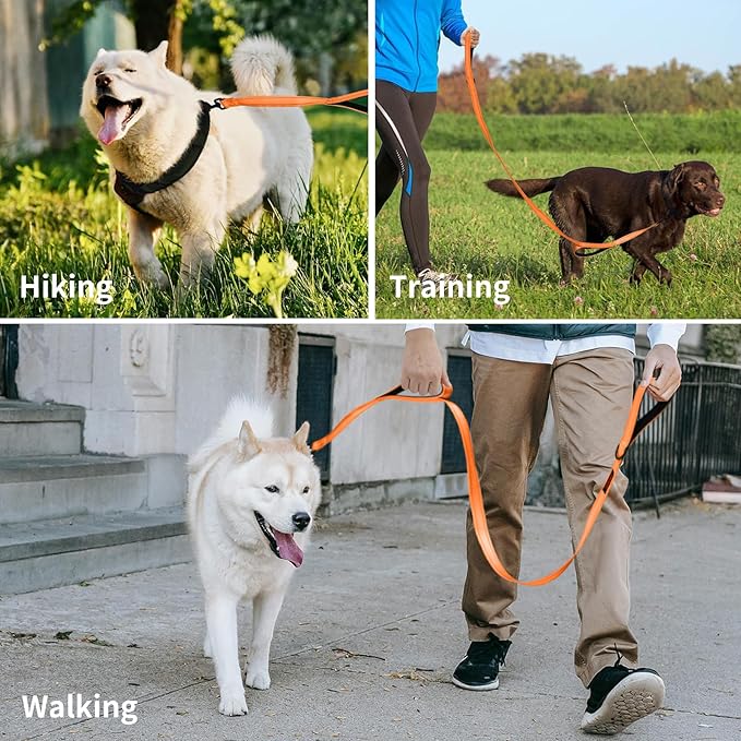 Dog Leash, Heavy Duty Dog Leash, Leashes for Large Breed Dogs ., Double Handle Dog Leash, Reflective Training Lead, Perfect for Medium to Large Dogs(5FT,Orange)