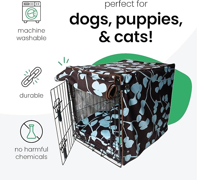 Molly Mutt Your Hand in Mine Dog Crate Cover, 100% Cotton Canvas Cover with 2 Roll-Up Panels, Ideal for Dog or Cat Crate, Durable, Washable, and Free of Harmful Chemicals, 42" x 28" x 31"