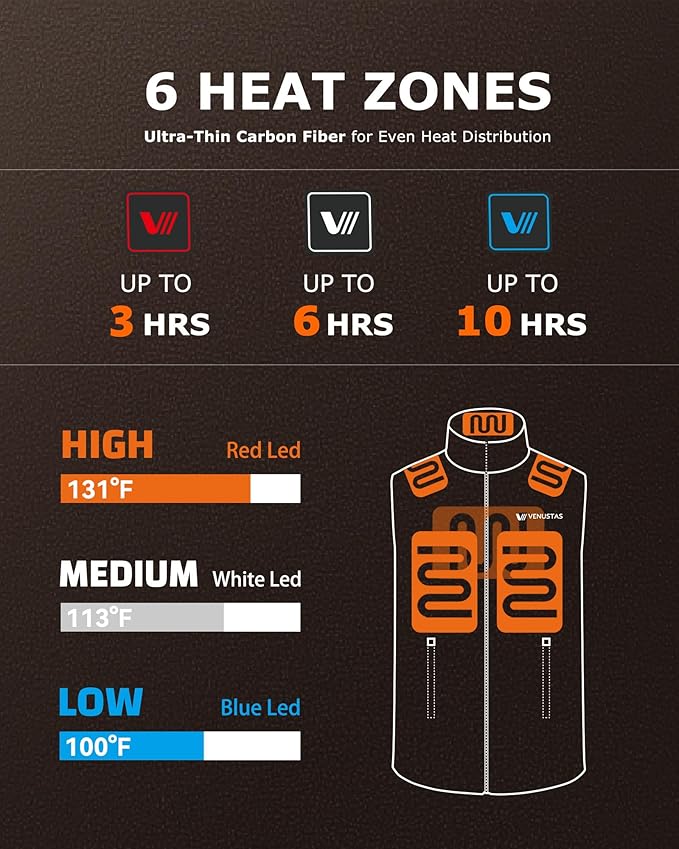 Venustas Men's Fleece Heated Vest with Battery, Lightweight Insulated Electric Vest