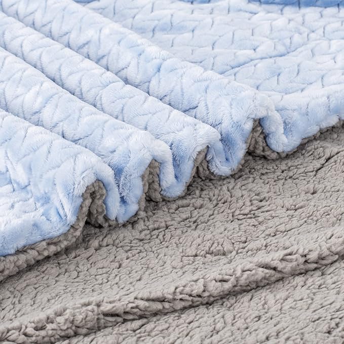 Fuzzy Blanket or Fluffy Blanket for Baby Girl or boy, Soft Warm Cozy Coral Fleece Toddler, Infant or Newborn Receiving Blanket for Crib, Stroller, Travel, Outdoor, Decorative (40" x 48", MD-Sky Blue)