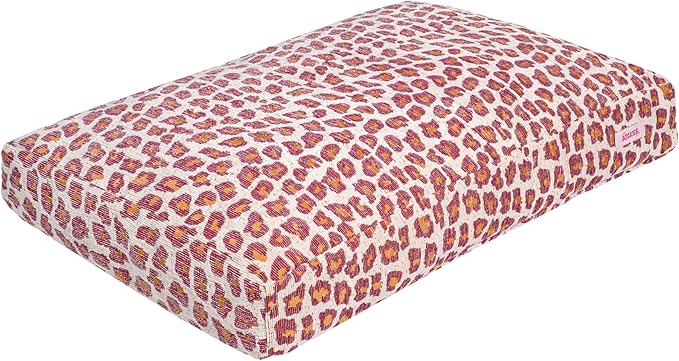 DBD3001F-L Mabel 41" x 25.5" Designer Modern Ultra Soft Reversible Plush Rectangular Pet Bed with Washable Cover, Raspberry Leopard