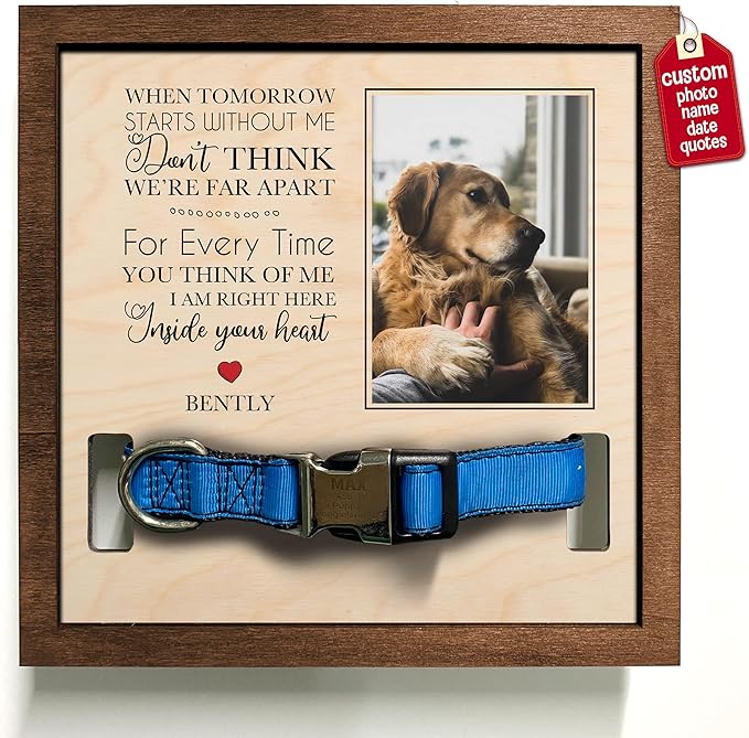 Personalized Dog Picture Pet Loss Sign Frames Cat Passed Away Gift Wood Sign Pet Picture Frame Heaven Sympathy Gifts for Christmas Memorial Plaques for Cat Picture Frames