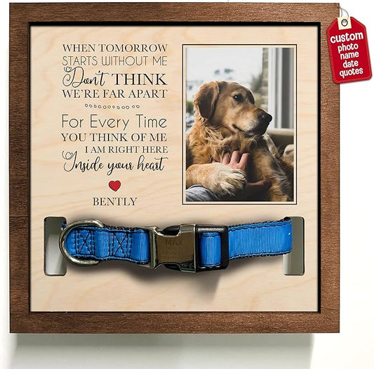 Personalized Dog Picture Pet Loss Sign Frames Cat Passed Away Gift Wood Sign Pet Picture Frame Heaven Sympathy Gifts for Christmas Memorial Plaques for Cat Picture Frames