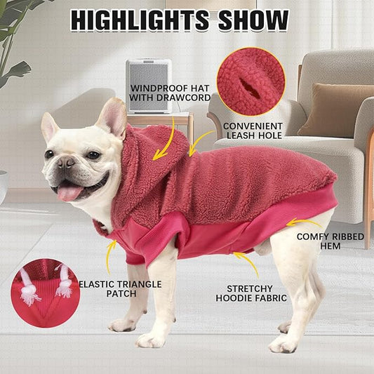 BINGPET Dog Sweater - Fleece Warm Coat with Leash Hole, Small-Medium-Large, Boy & Girl (Pink, M)
