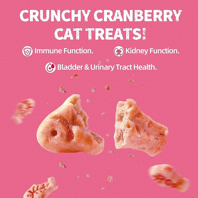 Just Try 13.4 OZ Urinary Tract Health Cat Treats for Indoor Cats, Cranberry & D-Mannose for Kidney Bladder and UT Support, Health Cat Supplement Crunchy Chews