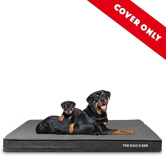 The Dog's Bed Replacement Outer Cover ONLY (Outer Cover ONLY - NO Bed, NO Waterproof Inner) for The Dog's Bed, Washable Plush Fabric, XXL 4 Inches (Grey Plush)