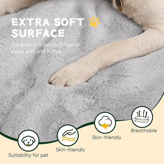 Washable Dog Crate Pad, Ultra Soft Dog Bed for Large Dogs, Anti-Slip Kennel Pad for Dogs Cozy Sleeping Mattress, Travel Flat Pet Beds for Indoor & Outdoor Pet (42" x 28", Grey