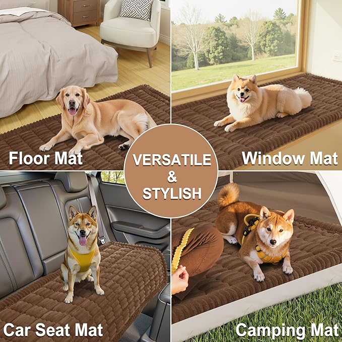Smiry Couch Cover for Dogs Washable, Non Slip Fuzzy Pet Couch Covers for 3 Cushion Sofa Pet Friendly, Thick Soft Sofa Slipcovers Cushion Protector (Brown, 27.6" x 82.7")