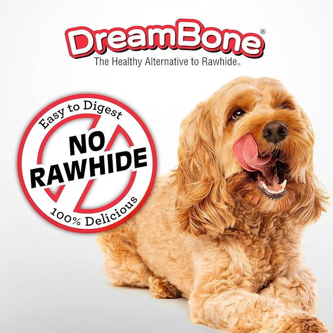 Dreambone Triple Flavor Twisties Chews for Dogs, 25 Count, Treat Your Dog to Rawhide-Free Chews Made with Real Chicken, Beef and Peanut Butter