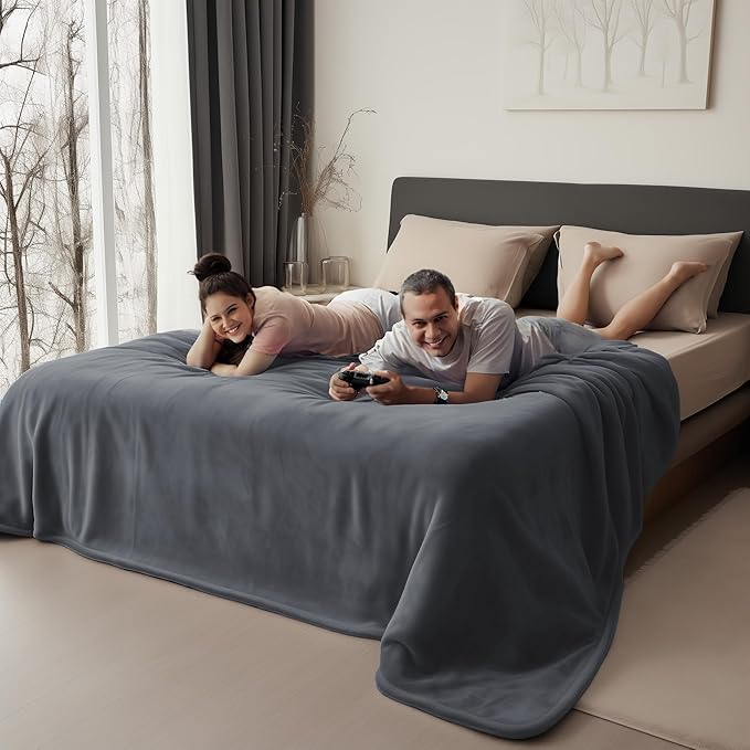 Waterproof Blanket for Bed, Couch, Kids & Pets Protection – Splash-Proof, Spill-Proof, Leakproof Flannel Blanket Reversible Design (Moon Grey & Starlit Grey, 60x80