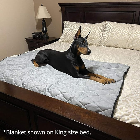 4Knines Waterproof Dog Blanket with Non-Slip Backing – Heavy Duty Dog Mat & Furniture Protector – Durable Pet Cover for Couch, Bed, Car, or Crate – Machine Washable – 60x48 Inch – Grey Color