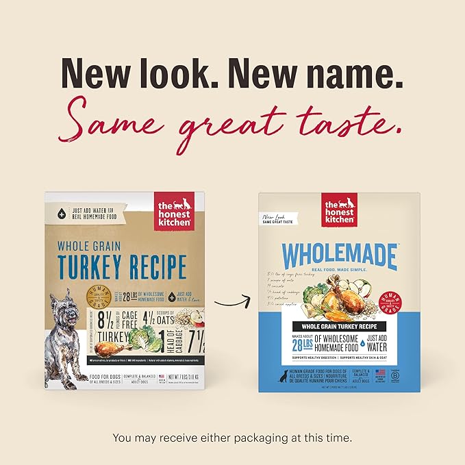 The Honest Kitchen Wholemade™ Dehydrated Whole Grain Turkey Dog Food, 4 lb Box