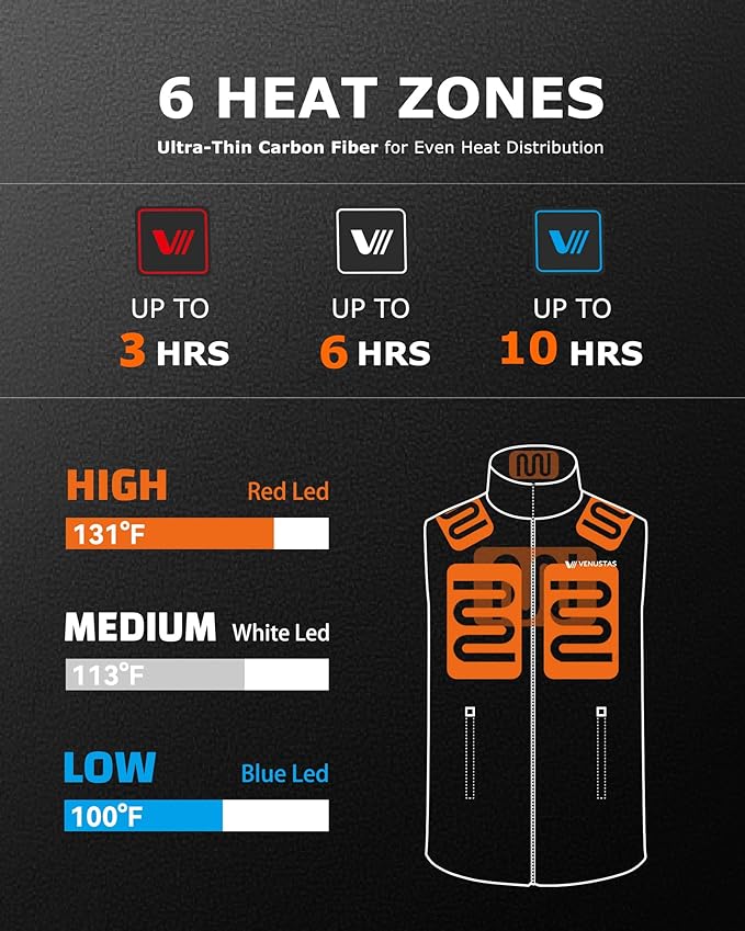 Venustas Men's Fleece Heated Vest with Battery, Lightweight Insulated Electric Vest