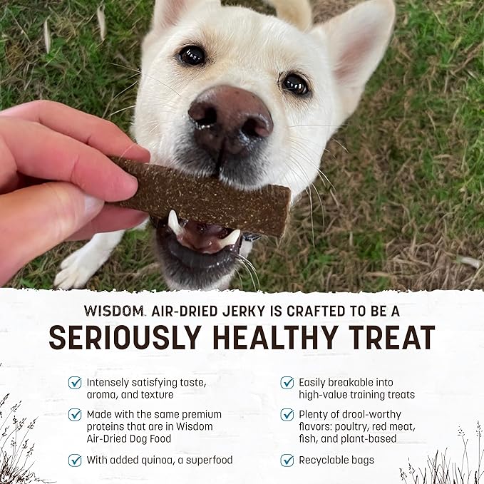 Earth Animal Wisdom Air Dried Jerky - from The Sea Recipe Premium Natural Fish Jerky Strips Dog Treats - 3 Pack 4 oz Bag