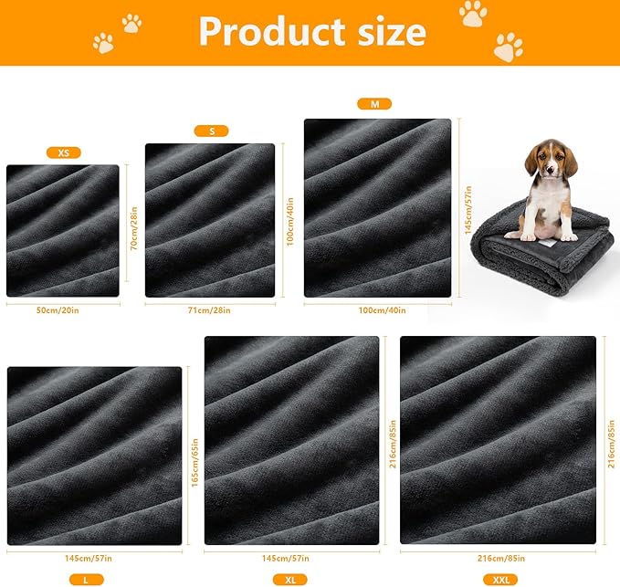 Waterproof Dog Blanket Reversible Pet Blankets for Bed Couch Covers Puppy Blankets Leakproof Sofa Couch Cover Cat for Warm Fluffy Washable Gray Mat-S-40x28in