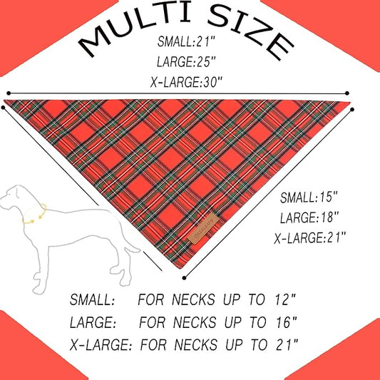 Realeaf Christmas Dog Bandanas 2 Pack, Reversible Red Green Plaid Dog Scarf, Xmas Pet Bandana, Premium Durable Fabric, Holiday Check Bandana for Large and Extra Large Dogs Pets (X-Large)