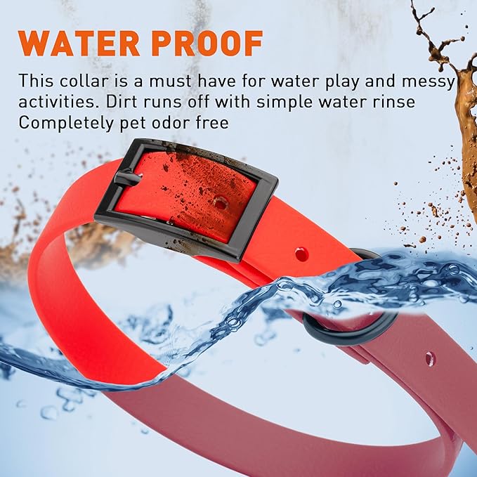 Dogline Biothane Coated Webbing Dog Collar with Black Metal Hardware: Durable Easy-Clean Everyday Collar for Dogs - Comfortable Adjustable Odor-Resistant Pet Collar, W5/8" x L12-15, Cherry Red