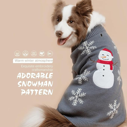Bingpet Dog Sweater,Thick Turtleneck Pullover,Knitted Puppy Sweaters,Snowman Embroidered,CuteWinter Dog Clothes for SmallMediumLarge Dogs,Girl Boy