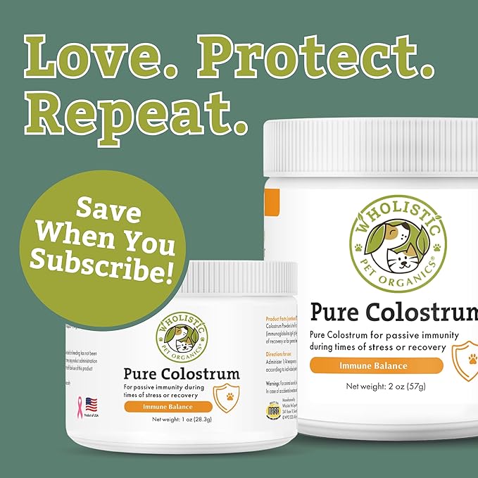 Wholistic Pet Organics Bovine Colostrum Powder - 1 Oz - Seasonal Dog Allergy Relief - Itch Relief for Dogs - Natural Anti Itch Supplement for Dogs - Made in USA - Alternative to Dog Allergy Chews