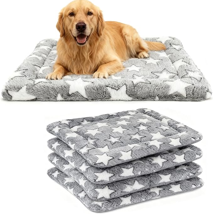 Dog Bed Mat 4 Pcs - Reversible Dog Crate Bed Mats, Soft & Breathable Kennel Pad, Durable Crate Bed for Large Dogs & Cats